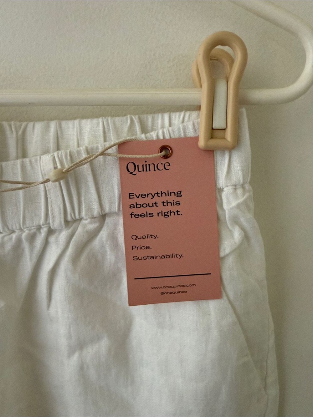Quince White Elastic Waist Linen Pants - Picture 2 of 5